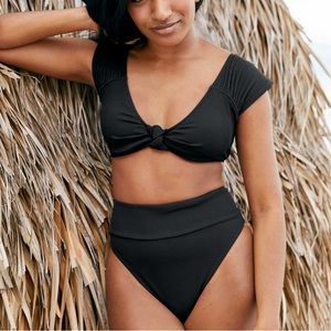 Aerie Ribbed High Cut Cheeky Bikini Bottom